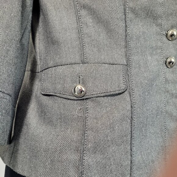 WHBM Grey Herringbone Blazer with Double Button Detail – Size 14 - Picture 4 of 9